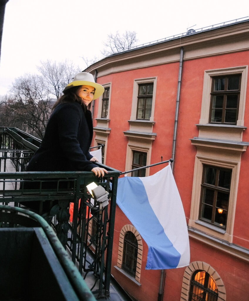 Balcony view from Hotel Francuski in Krakow, Poland